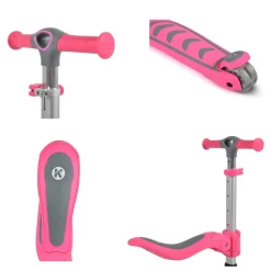 Byox Kinderroller Kiki 2 in 1, Höhe einstellbar, 4 blinkende PU-Räder, klappbar rosa Discount