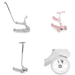 Byox Kinderroller Tristar 3 in 1 Roller Rutscher Schiebestange PU Räder ABEC-5 rosa weiß blau New
