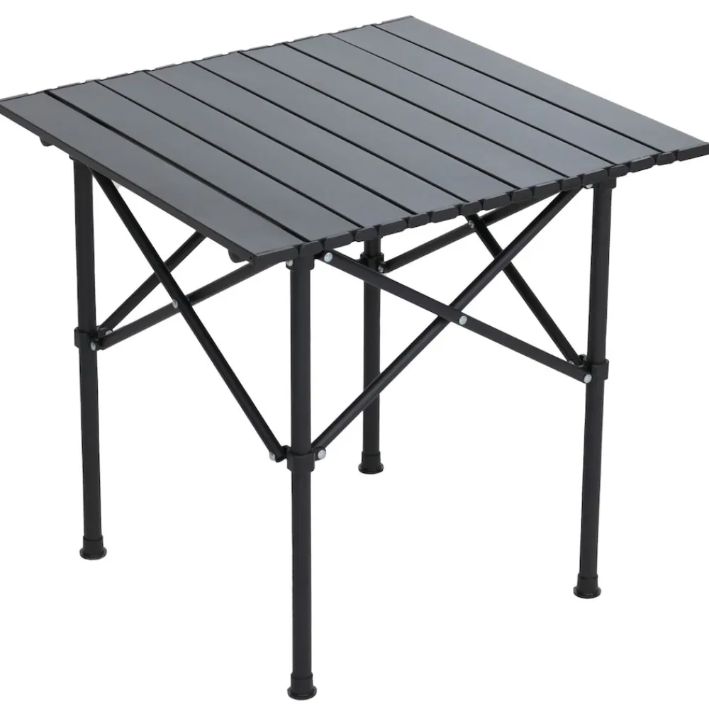 Campingset -Q39, Tisch 2x Stuhl Klappstuhl Anglerstuhl faltbar, Metall Stoff ~ schwarz ^ MCW Discount