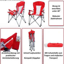 Campingstuhl -L50, Klappstuhl Anglerstuhl Regiestuhl, waschbar Schutzhülle Stahl Stoff/Textil ~ türkis ^ MCW Online