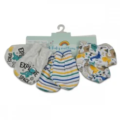 Cangaroo Baby-Fäustlinge Kay 3er Set, aus 100% Baumwolle, Erstlingshandschuhe blau rosa Hot