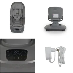 Cangaroo Babywippe Hera elektrisch, Musik, Moskitonetz, 360-Grad-Drehung, Timer dunkelgrau