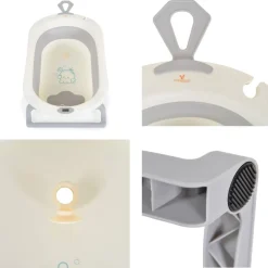 faltbare Babybadewanne Terra Digitalthermometer 87 cm lang Wasserablauf grau ^ Cangaroo New