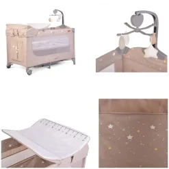 Reisebett Once upon a time Laufstall zwei Ebenen Matratze Wickelauflage beige ^ Cangaroo