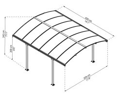 Canopia Arcadia Carport aus Aluminium 3,6 x 4,4 m grau ^ PALRAM New