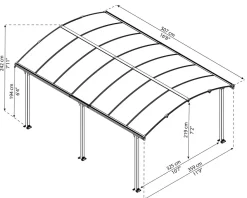 PALRAM Canopia Arcadia Carport aus Aluminium 3,6 x 5 m grau Best