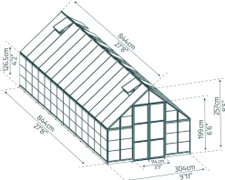 Canopia Balance 3,04x8,44m Gewächshaus, silber ^ PALRAM