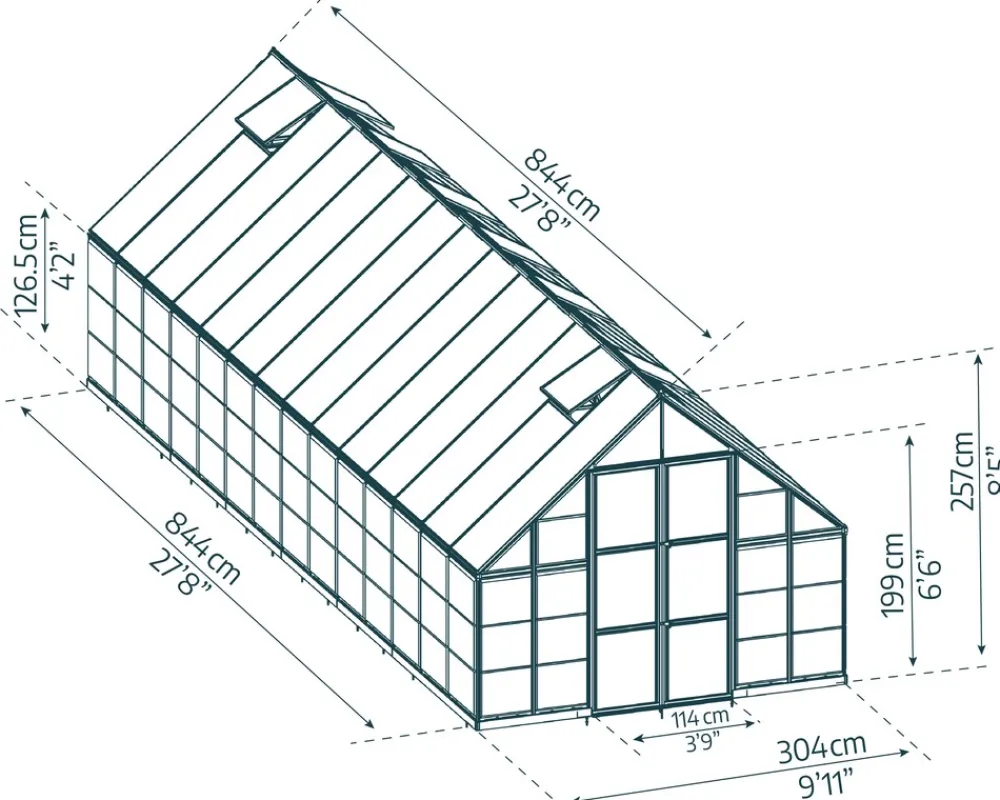 Canopia Balance 3,04x8,44m Gewächshaus, silber ^ PALRAM