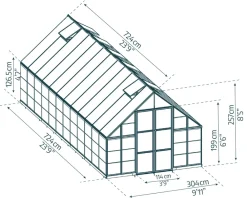 PALRAM Canopia Balance 3,04x7,24m Gewächshaus, silber