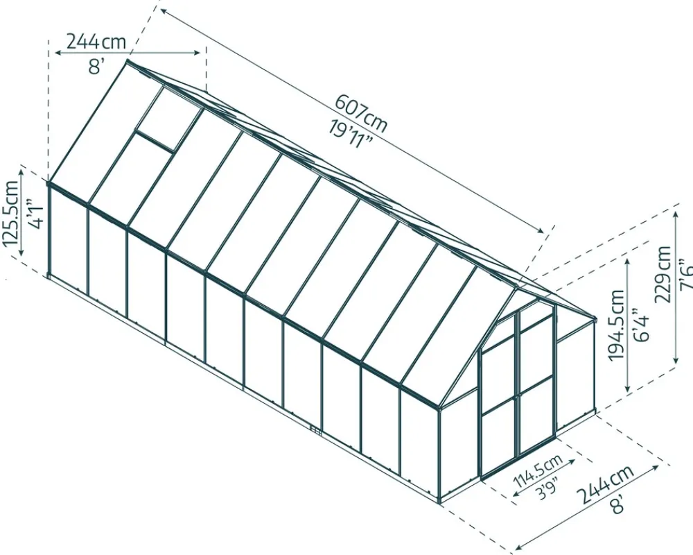 Canopia Essence 6.1x2.5 Gewächshaus, silber ^ PALRAM Discount