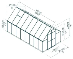 PALRAM Canopia Essence 4.9x2.5 Gewächshaus, silber Outlet