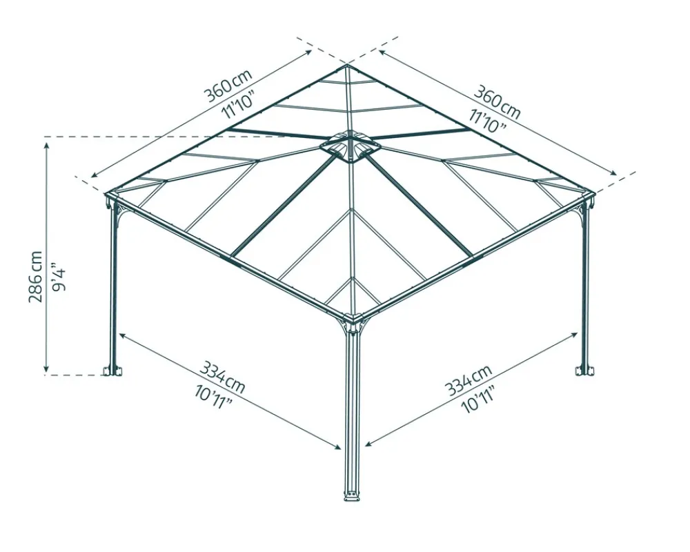 PALRAM Canopia Palermo Aluminium-Pavillon 3,6 x 3,6 m Grau Best
