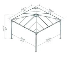 PALRAM Canopia Palermo Aluminium-Pavillon 3,6 x 3,6 m Grau Best