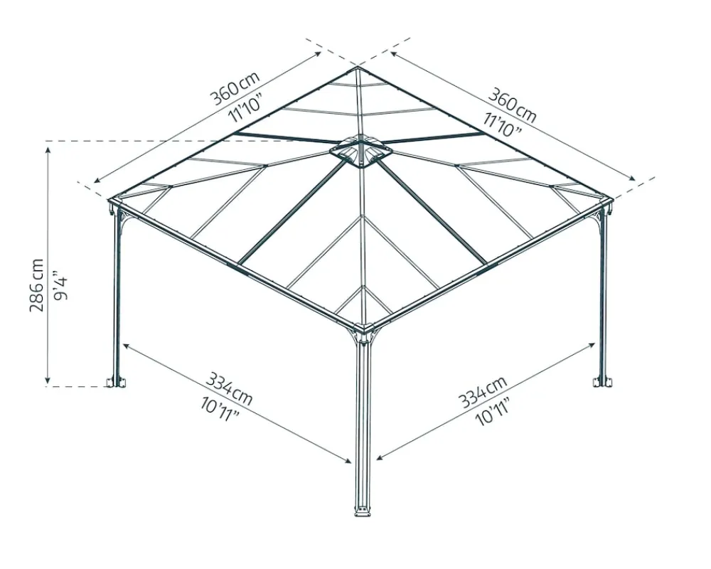 PALRAM Canopia Palermo Aluminium-Pavillon 3,6 x 3,6 m Grau Best