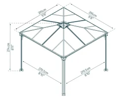Canopia Palermo Aluminium-Pavillon 3X3 m Grau ^ PALRAM