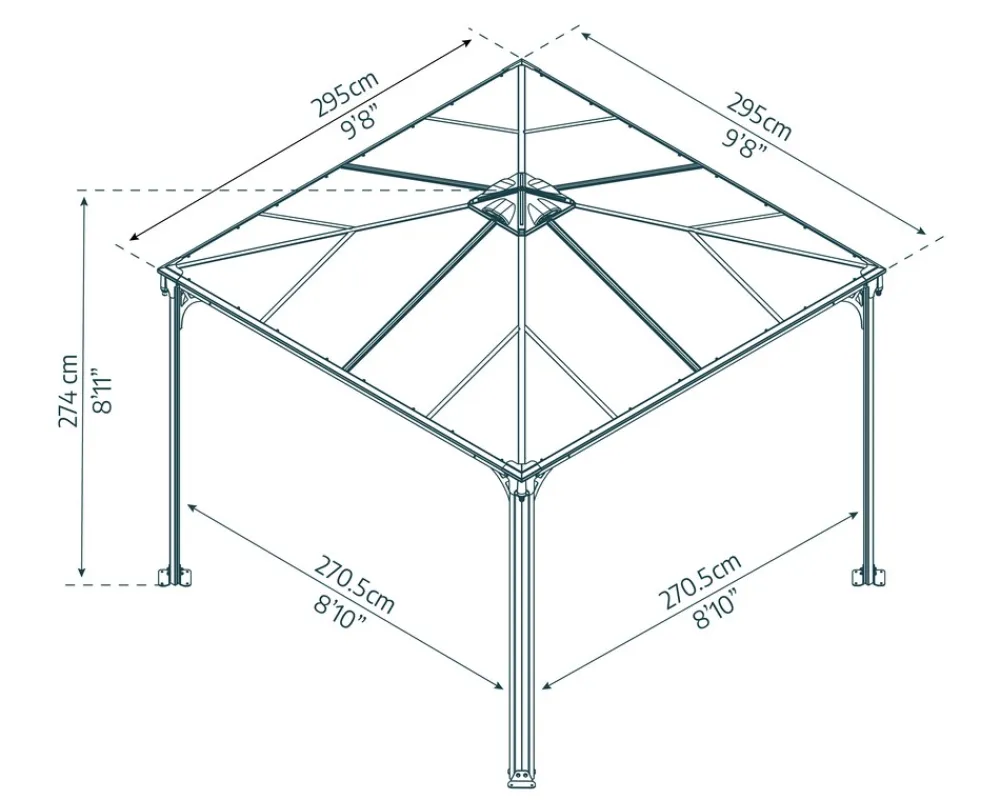 Canopia Palermo Aluminium-Pavillon 3X3 m Grau ^ PALRAM