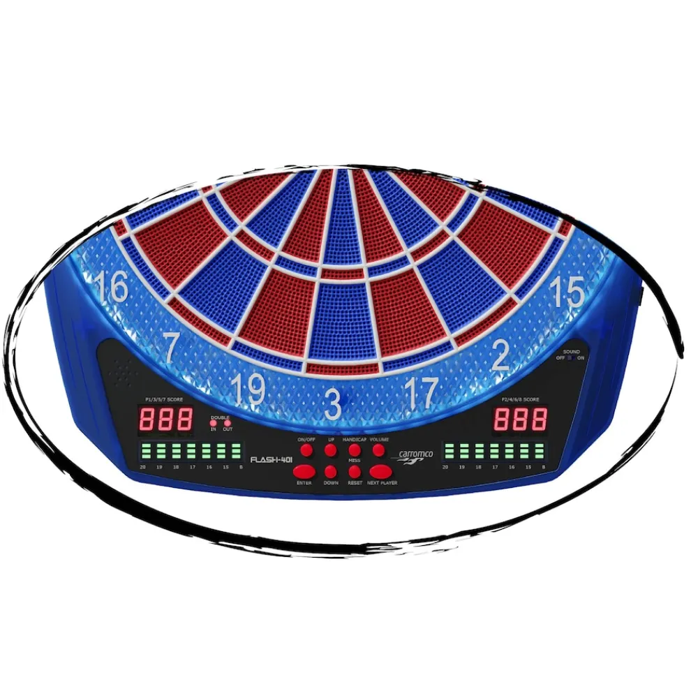 Elektronik Dartboard Flash-401, mit Adapter, 2-Loch Abstand ^ Carromco Best