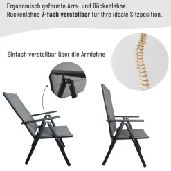 Klappsessel Aluminium 2er Set Gartenstuhl klappbar Campingstuhl ^ Chillroi Best