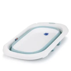 Chipolino Babywanne Isla mit Badekissen faltbar, integrierter Wasserablauf blau grau Discount