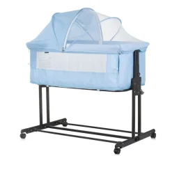 Beistellbett 2 in 1 Zen Laufstall Moskitonetz Matratze Räder Bremse blau ^ Chipolino Discount