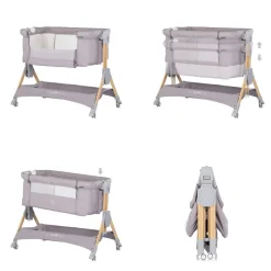 Chipolino Beistellbett Sleep´n Fold Matratze Räder Schwingfunktion Wickelauflage hellgrau