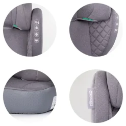 Chipolino Kindersitz Cyber i-Size (100-150cm) Sitzerhöhung, höhenverstellbar grau