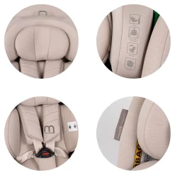 Chipolino Kindersitz Mondial i-Size (40-150cm) Liegeposition Kopfstütze Gurt beige grün Discount