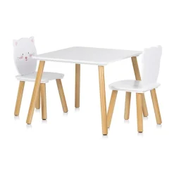 Kinder Tischset Tiermotiv Tisch 2 Stühle, Holz, Sitzgruppe, ab 2 Jahre ^ Chipolino Outlet