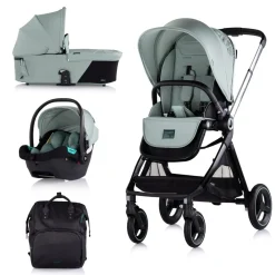 Chipolino Kinderwagen Elite 3 in 1 i-Size Babyschale Sportsitz Babywanne Tasche hellgrün schwarz beige Online