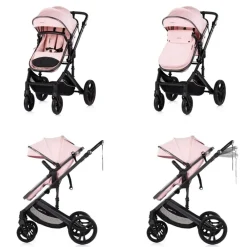 Kinderwagen 3 in 1 Amore Babyschale Adapter Wickeltasche Fußabdeckung rosa pink ^ Chipolino Outlet