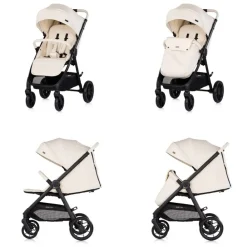 Kinderwagen Ultera Buggy klappbar Korb Federung Hinterradbremse Gurt creme ^ Chipolino Outlet