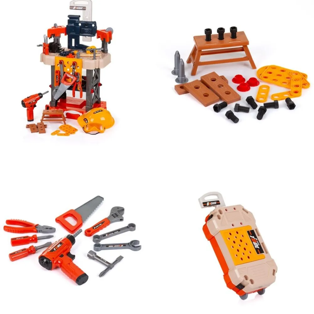 Chipolino Kinderwerkbank, 78-teiliges Spielzeugwerkzeugset, Helm, Bohrer, Säge schwarz Sale