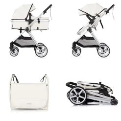 Kombikinderwagen 2 in 1 Vista Wickeltasche, Fußabdeckung, Korb, Gurt weiß ^ Chipolino Online