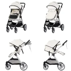 Kombikinderwagen 2 in 1 Vista Wickeltasche, Fußabdeckung, Korb, Gurt weiß ^ Chipolino Online