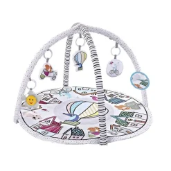 Chipolino Spielbogen Tiere, Musikfunktion, 5 Hängespielzeuge, Krabbeldecke weiß beige