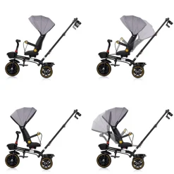 Chipolino Tricycle Max Sport 2 in 1, Dreirad, Becherhalter, Sitz umkehrbar, Korb grau braun Best
