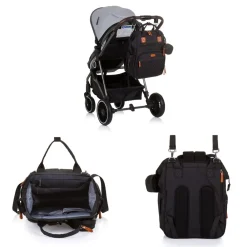 Chipolino Wickeltasche, Kinderwagen Rucksack Reißverschluss Schnullertasche schwarz New