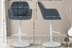 Barhocker Natoma Samt I 360° Drehbar, Metallgestell Höhenverstellbar Mit Fußstütze I Tresenhocker Mit Gepolstertem Sitz Und Rücklehne ^ CLP New