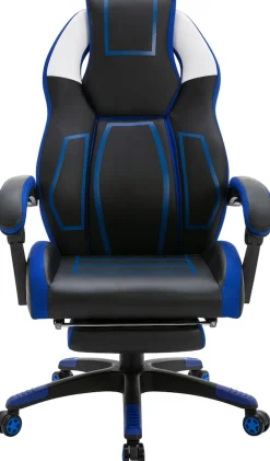 CLP Bürostuhl Clovis Kunstleder I Höhenverstellbarer Schreibtischstuhl Mit Kopfstütze I Gaming-Stuhl mit Fußstütze schwarz/rot Outlet