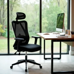 CLP Bürostuhl Elisha I Ergonomischer Schreibtischstuhl höhenverstellbar I Drehstuhl mit Lendenstütze I Wippfunktion bis 150 kg belastbar schwarz Outlet