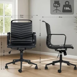 Bürostuhl ergonomisch Kunstlederbezug Bakers, Schreibtischstuhl höhenverstellbar mit Kippmechanik und Rollen, bis 150 kg belastbar ^ CLP Hot