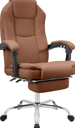 Bürostuhl ergonomisch mit Fußablage Castle, Schreibtischstuhl gepolstert Kunstleder, Drehstuhl höhenverstellbar bis 130 kg belastbar ^ CLP Online