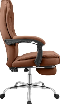 Bürostuhl ergonomisch mit Fußablage Castle, Schreibtischstuhl gepolstert Kunstleder, Drehstuhl höhenverstellbar bis 130 kg belastbar ^ CLP Online