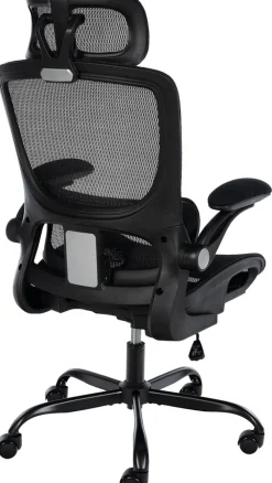 CLP Bürostuhl ergonomisch mit Kopfstütze Kaylee, Schreibtischstuhl höhenverstellbar Lordosenstütze Armlehnen, Drehstuhl bis 150 kg schwarz