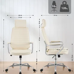 CLP Bürostuhl ergonomisch Rako, Schreibtischstuhl höhenverstellbar drehbar Kunstleder, Rückenlehne mit Kopfstütze, Armlehnen gepolstert schwarz New