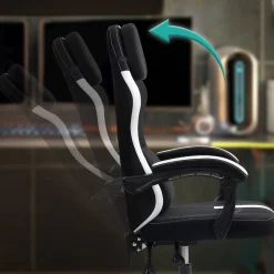 CLP Bürostuhl Miltona mit Stoffbezug I Schreibtischstuhl ergonomisch I Höhenverstellbarer Gamingstuhl mit Kopfpolster und Lendenwirbelpolster schwarz/weiß Clearance