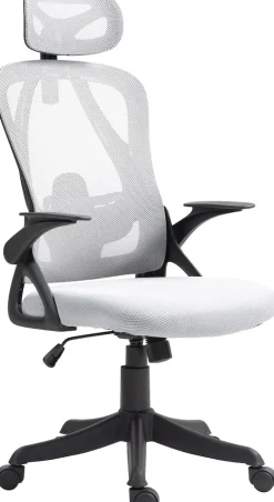 CLP Bürostuhl Taos I Ergonomischer Schreibtischstuhl mit Kopfstütze und Armlehnen I Höhenverstellbarer Drehstuhl grau Best