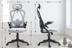 CLP Bürostuhl Taos I Ergonomischer Schreibtischstuhl mit Kopfstütze und Armlehnen I Höhenverstellbarer Drehstuhl grau Best