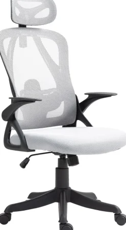 CLP Bürostuhl Taos I Ergonomischer Schreibtischstuhl mit Kopfstütze und Armlehnen I Höhenverstellbarer Drehstuhl grau Best