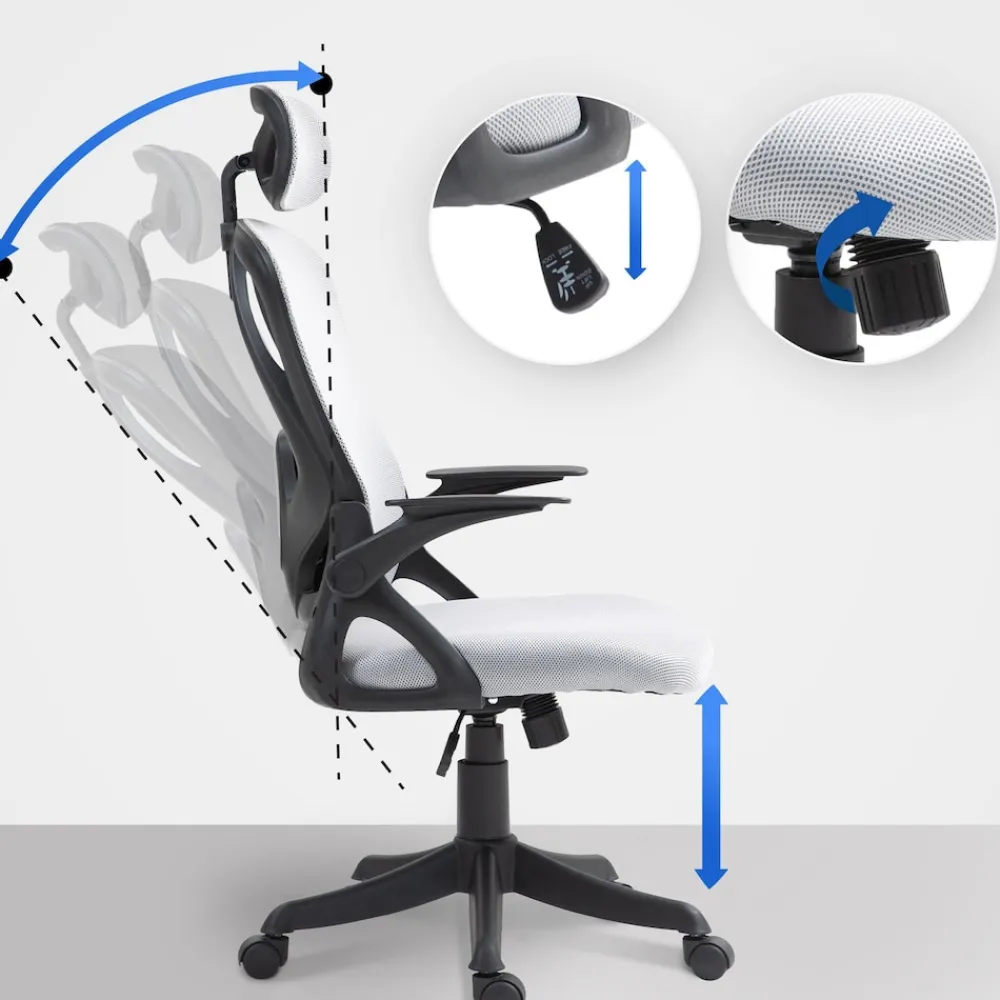 CLP Bürostuhl Taos I Ergonomischer Schreibtischstuhl mit Kopfstütze und Armlehnen I Höhenverstellbarer Drehstuhl grau Best